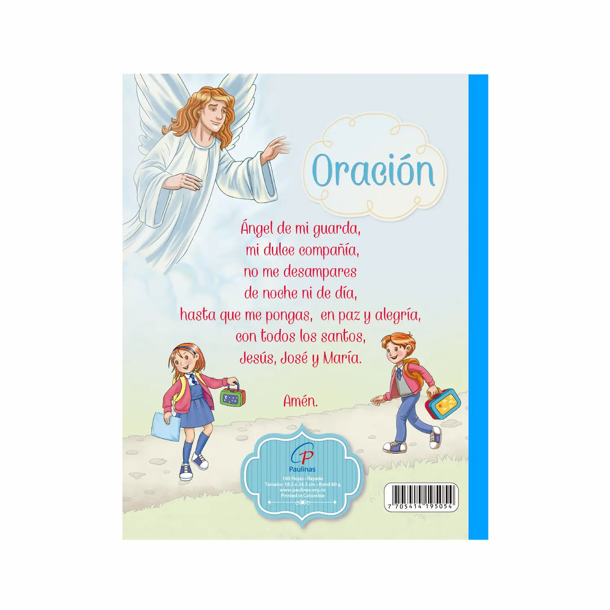 Cuaderno infantil cosido rayado - Ángel de la guarda