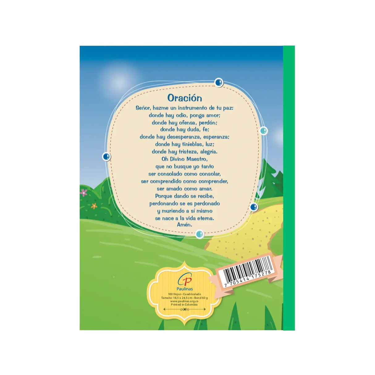 Cuaderno infantil cosido cuadriculado - San Francisco de Asís