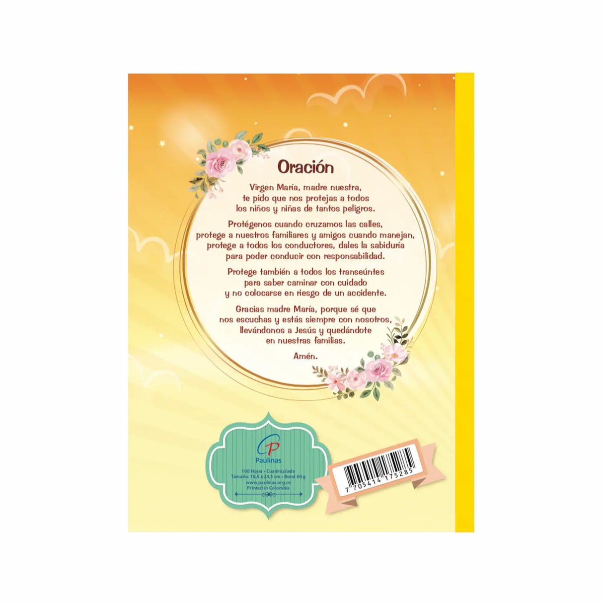 Cuaderno infantil cosido cuadriculado - Virgen del Carmen