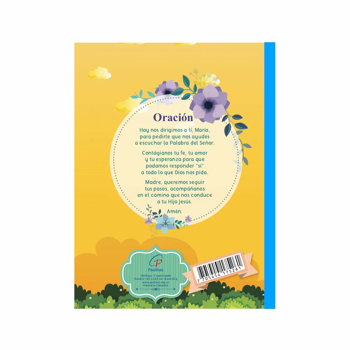 Cuaderno infantil cosido cuadriculado - Virgen de Guadalupe