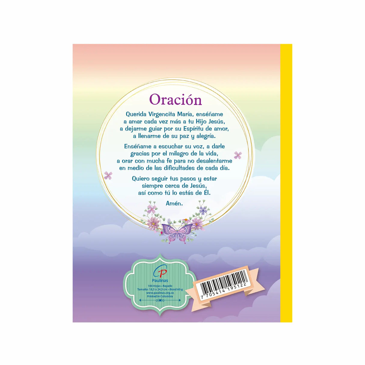 Cuaderno infantil cosido rayado - virgen de la medalla milagrosa