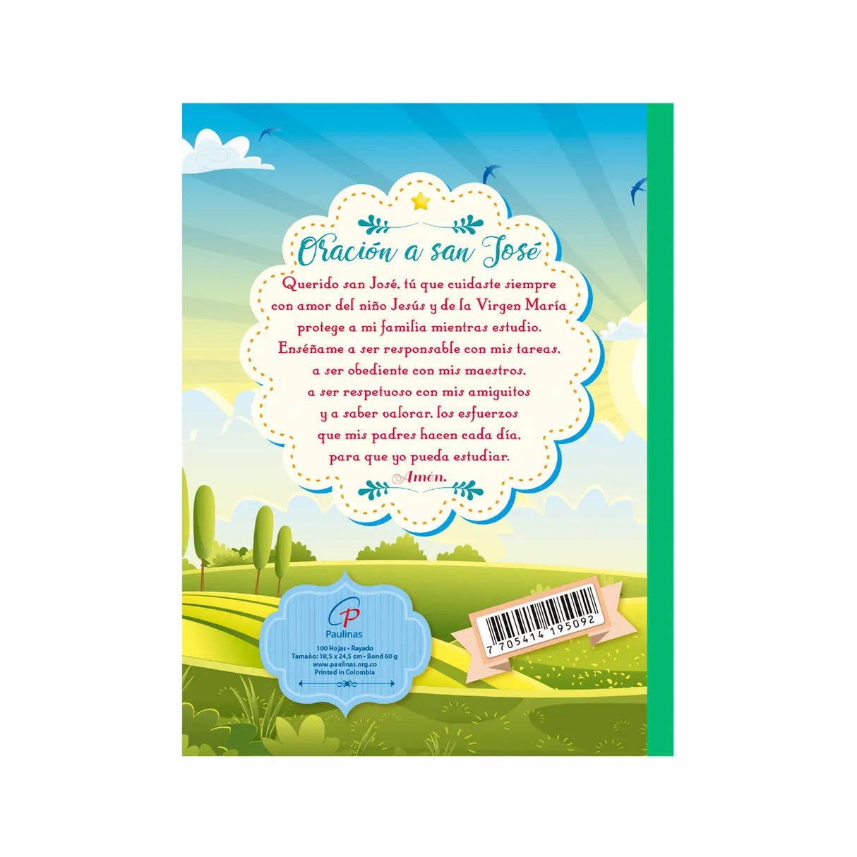 Cuaderno infantil cosido rayado - San José