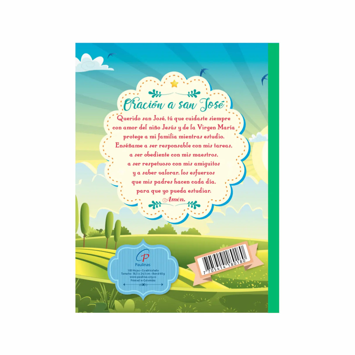 Cuaderno infantil cosido cuadriculado - San José