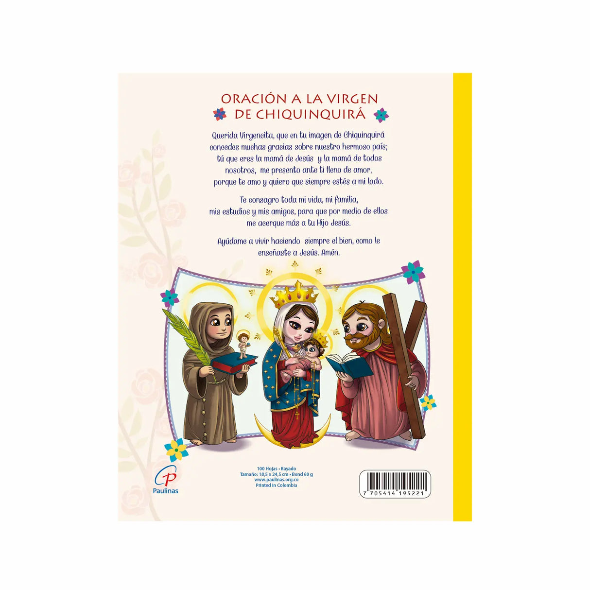 Cuaderno infantil cosido rayado - Virgen de Chiquinquirá