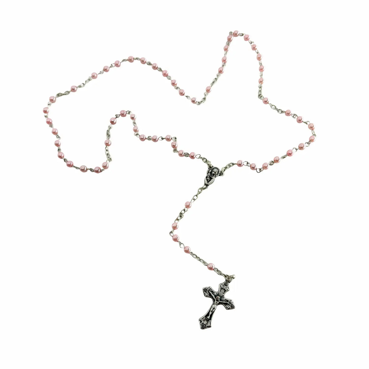 Rosario en perlas rosado - 37 cm