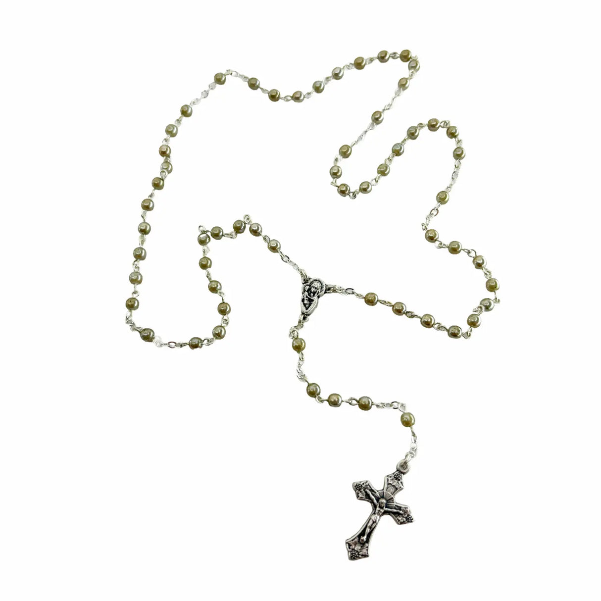 Rosario en perlas gris - 37 cm