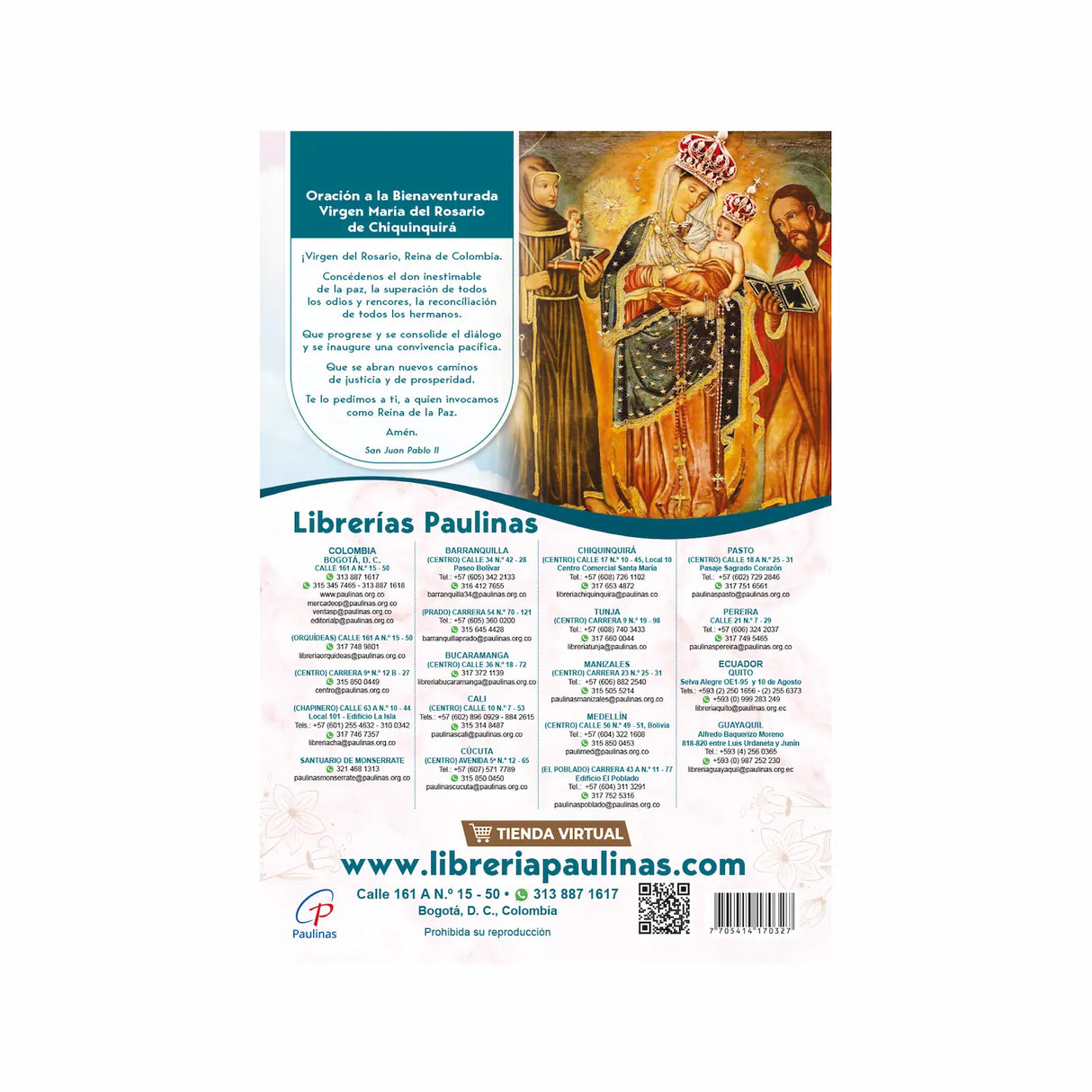Wall calendar - Our Lady of the Rosary of Chiquinquirá 2025