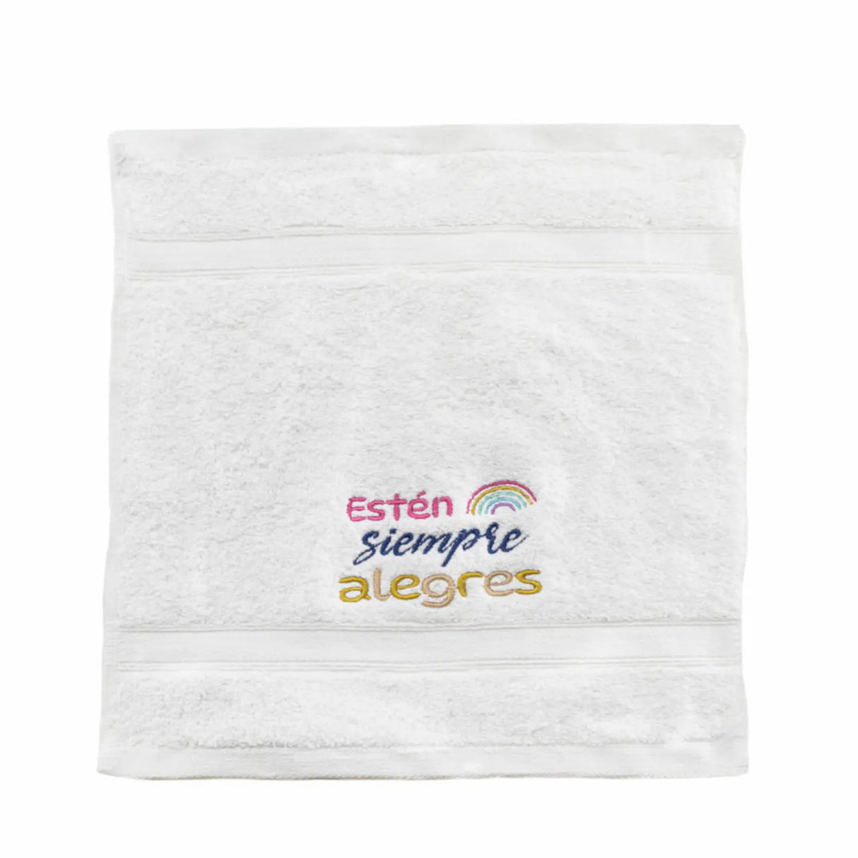 Toalla con mensaje en caja - Estén siempre alegres