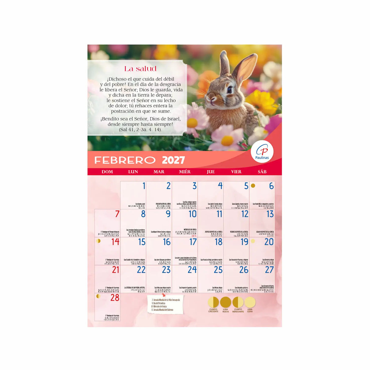 Calendario católico de pared - Salmos 2027 | Librería Paulinas