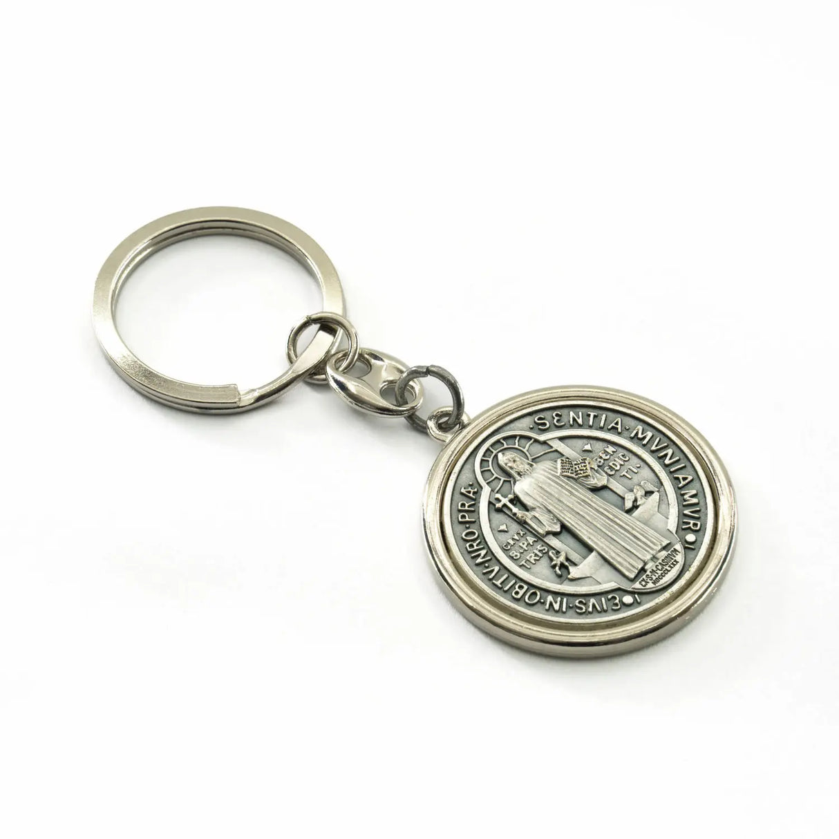 Silver Saint Benedict keychain