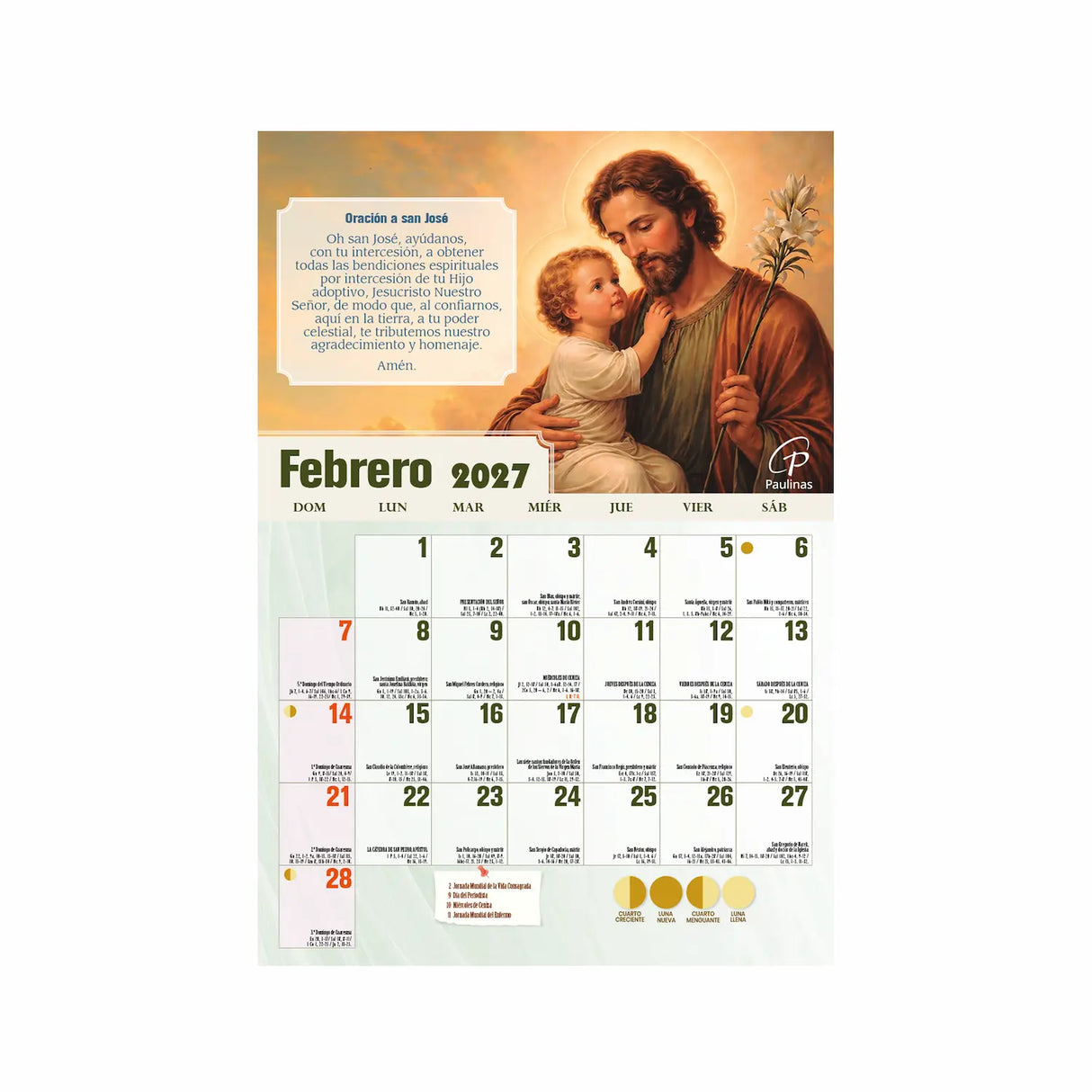 Calendario católico de pared - San José 2027 | Librería Paulinas