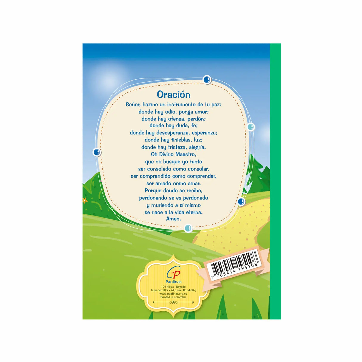 Children's notebook with sewn lines - Saint Francis of Assisi 