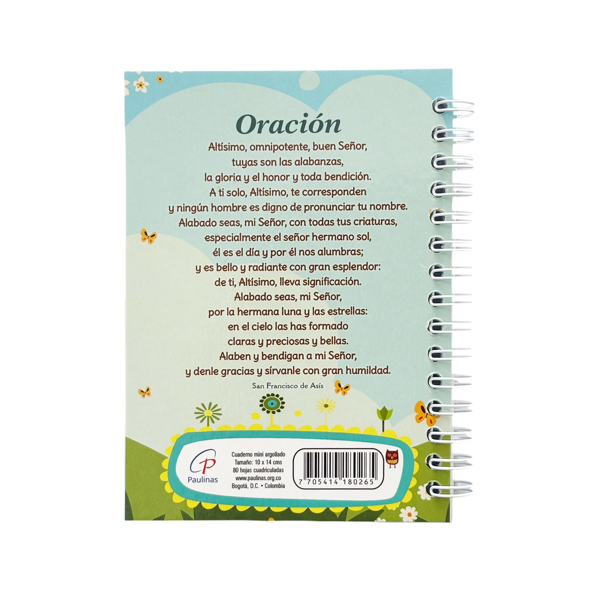 Minicuaderno argollado - San Francisco de Asís