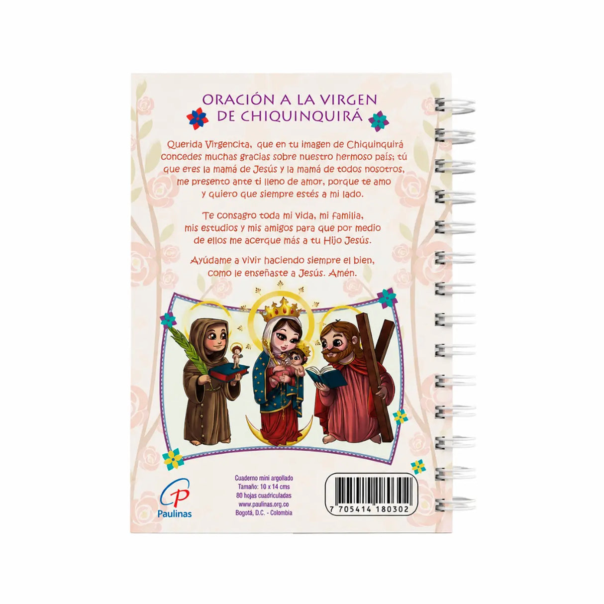 Minicuaderno argollado - Virgen de Chiquinquirá