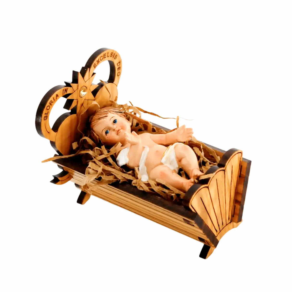 Baby Jesus in a wooden cradle - 8 cm