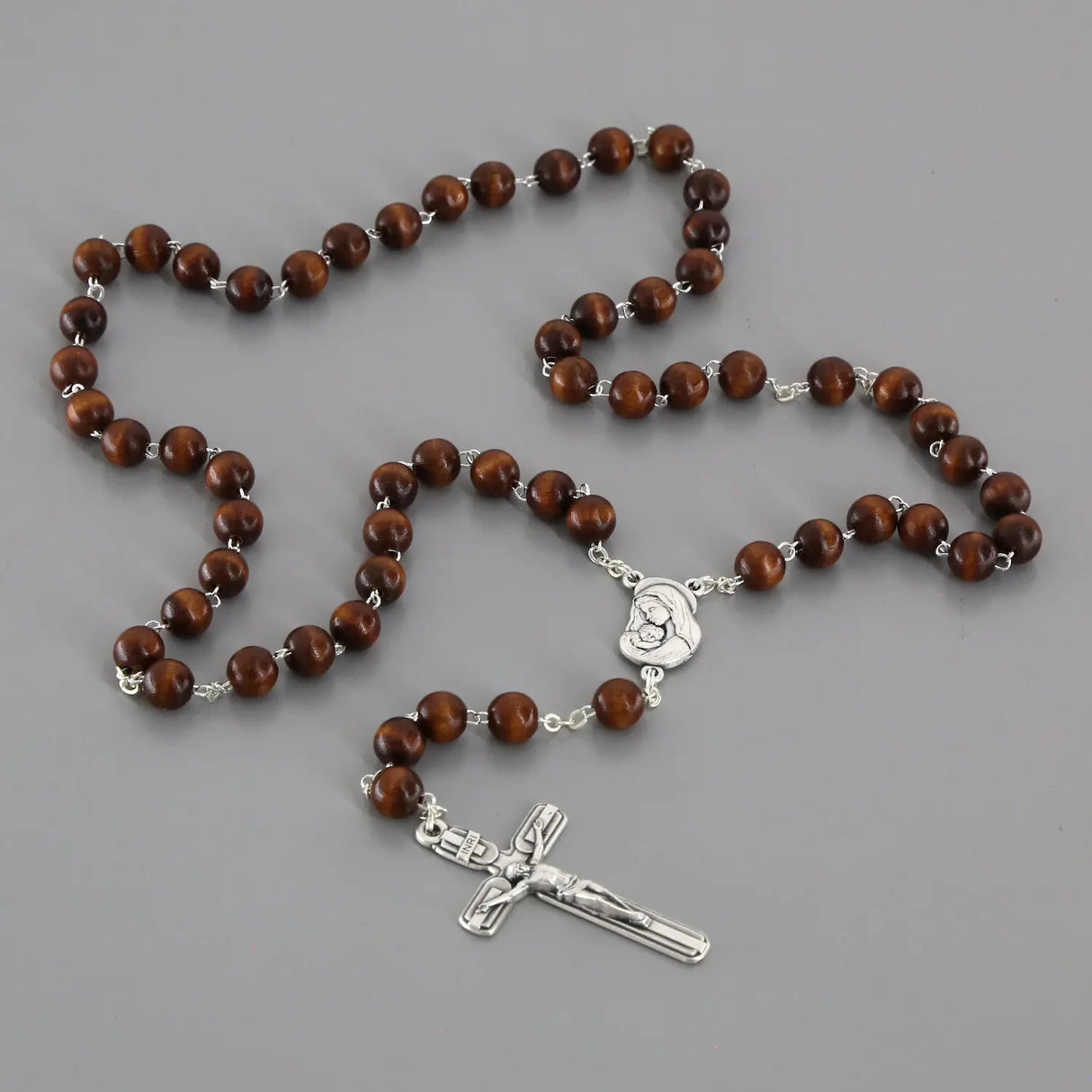 Rosario en madera y metal - 53 cm