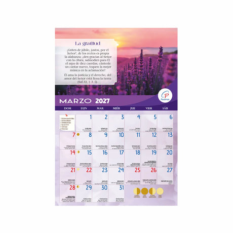 Calendario católico de pared - Salmos 2027 | Librería Paulinas