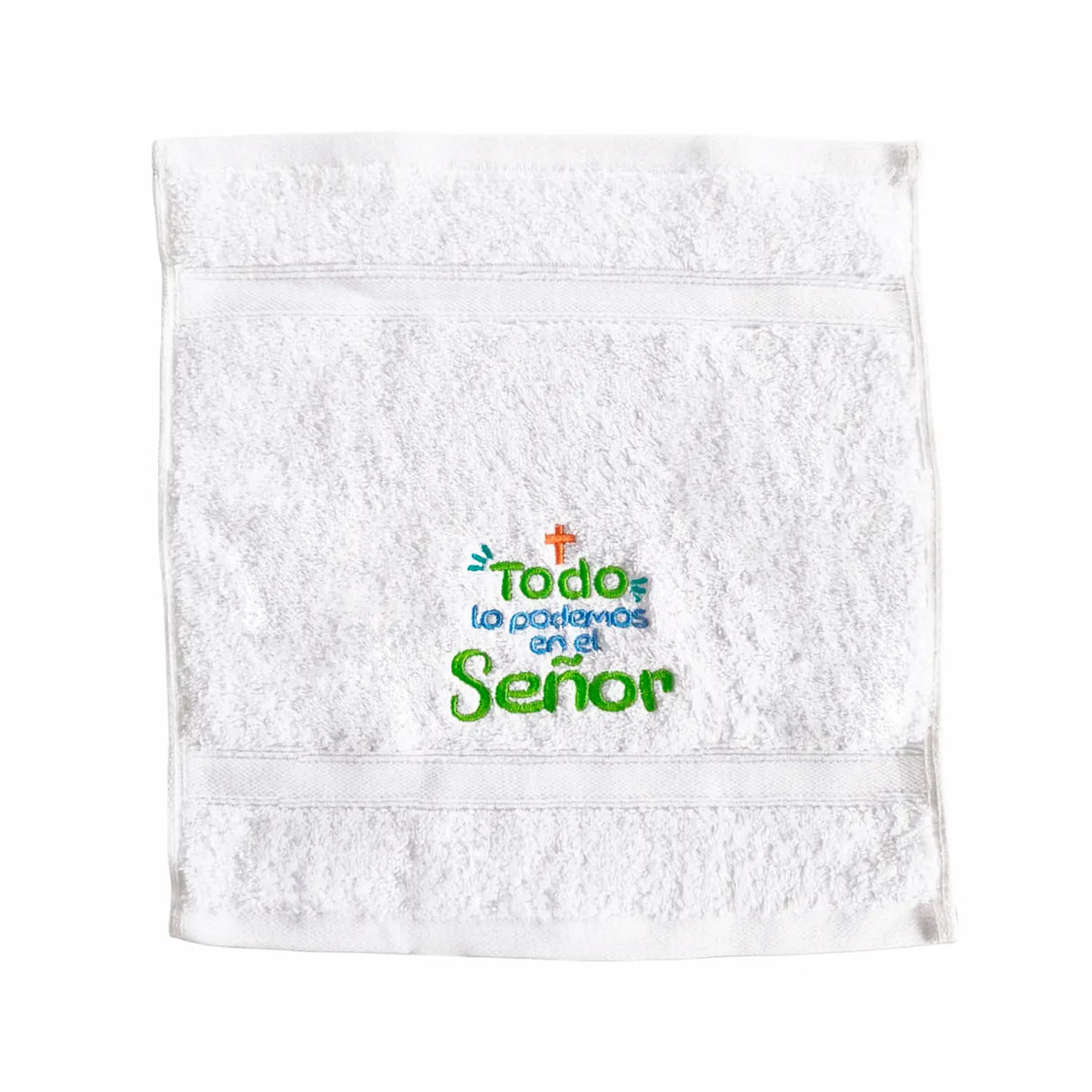 Toalla con mensaje en caja - Todo lo podemos en el Señor